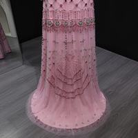 Luxuriöses Rosa Perlenabendkleid Langarm Dubai Eleganz Arabisches Party-Abschlussballkleid für Damen Lsz220