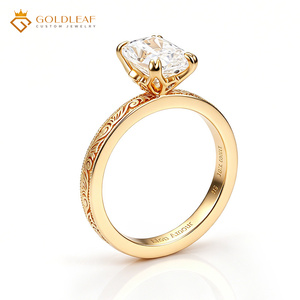 แหวนหมั้นเพชร Radiant Lab Grown ชุบทอง 10k 14k แบบวินเทจสั่งทำพิเศษจาก Goldleafgem พร้อมใบรับรอง IGI ของขวัญสุดพิเศษสำหรับเธอ - Product Image 2