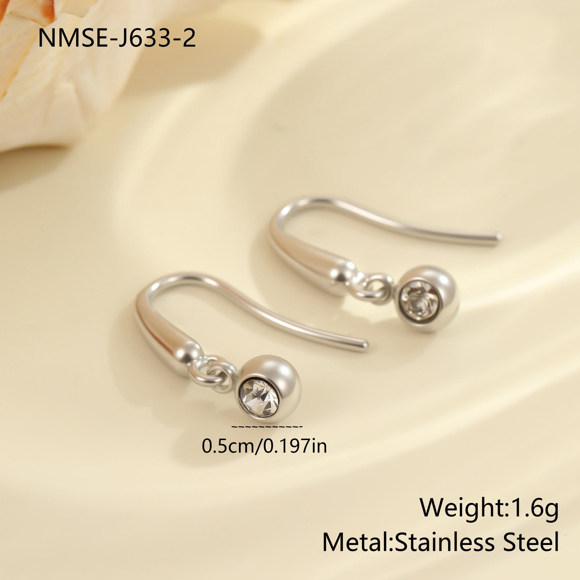 Boucles d'oreilles en zircon couleur acier NMSE-J633-2