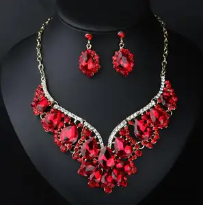 Hot Selling Europe And The United States Flash Crystal Women Exaggerated Bulk Custom Set Elegant Necklace Sets