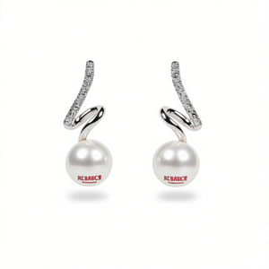 Orecchini pendenti Picbauic in oro bianco con perle finte e diamanti Pav, gioielli moderni da donna alla moda - Product Image 1