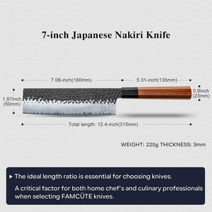 Cuchillo Nakiri Japonés de 7 Pulgadas, Forjado a Mano, Profesional, de Acero Inoxidable con Alto Contenido de Carbono, para Cortar Verduras - Product Image 2