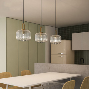 Dropshipping Shopify Modern Minimalist <b>Pumpkin</b> Glass Pendant Light Adjustable Clear Striped Glass Hanging Lamp Ambient <b>Decor</b> Lig - Product Image 6