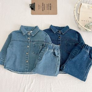 Completo in Denim Autunnale per Bambini, Set di 2 Pezzi con Maglietta a Maniche Lunghe e <span class=keywords><strong>Pantaloni</strong></span> per Bambini e Bambine - Product Image 5