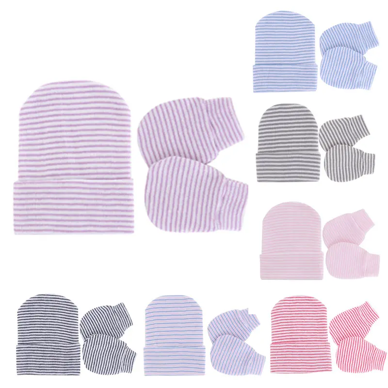 Bayi Baru Lahir Anak Laki-laki Sarung Tangan Beanie Topi Gift Set Kapas Sarung Tangan Topi untuk 0-12 Bulan Unisex Bayi Perempuan