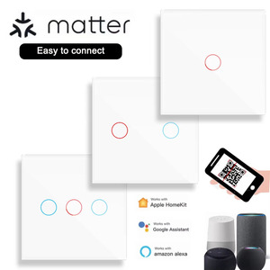 Interruptor de luz de materia estándar de la UE del Reino Unido WiFi pared táctil inteligente 1 2 3 Gang 240V Alexa Control remoto Homekit Matter interruptores - Product Image 2