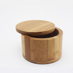Bamboo Round Spice <b>Jar</b> With Magnetic Lid Food Coffee Tea <b>Storage</b> Container <b>Kitchen</b> Use - Product Image 4