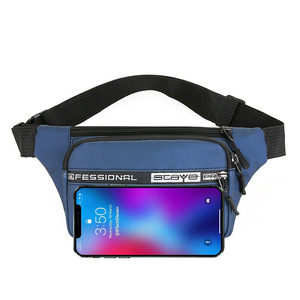 Unisex Waist Bag Blue Large Capacity Interior Zipper Pocket For Sports Outdoor Leisure Travel Detachable Strap - Product Image 2