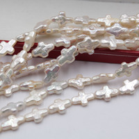 Natural White Cultured Irregular Cross Shape Freshwater Pearls Baroque Pearls