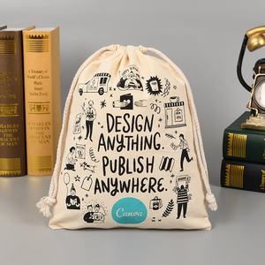 Sac à cordon en coton et lin personnalisé avec logo écologique pour cadeaux et artisanat - Product Image 5