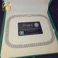 Collier Chaîne Maille Cubaine Miami Hip Hop en Argent Sterling 925 avec Diamants Moissanite VVS 10MM, entièrement serti