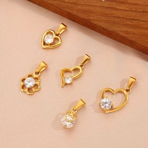 Collezione di Ciondoli Bikini F237 in Acciaio Inossidabile Placcato Oro 18K PVD con Zirconi, Cuore, Angelo, Fiore, Ciondoli Fai-da-Te Impermeabili e Antiossidanti - Product Image 5