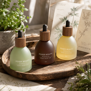 Flacon compte-gouttes carré en verre de luxe à base épaisse avec logo personnalisé, estampage doré, 30ml 50ml 100ml, flacon de sérum transparent à fond épaissi - Product Image 3