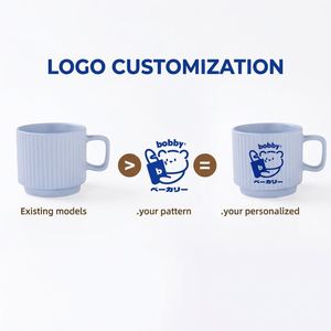 Wholesale Custom Logo Matte Ribbed <b>Ceramic</b> Coffee Mugs Factory Price Stackable Coffee <b>Cups</b> for Home Cafe Restaurantfts - Product Image 4
