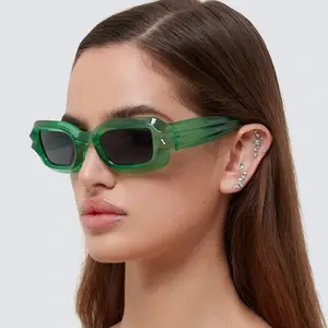 2023 3D वर्ग फ्रेम चश्मा फ्रेम यूनिसेक्स फैशन Y2k ग्रीन फ्रेम धूप का चश्मा के लिए 2023 लक्जरी डिजाइनर कस्टम धूप का चश्मा पुरुषों