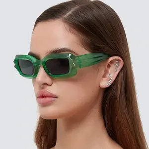 2023 3d Vierkante Frame Brilmonturen Voor Unisex Fashion Y 2K Groen Frame Zonnebril 2023 Luxe Designer Custom Zonnebril Heren