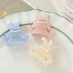 مشبك شعر كوري على شكل أرنب للفتيات، إكسسوار شعر ناعم وحلو من حمض الخليك، مشبك شعر حيواني أنيق ولطيف من الأسيتات - Product Image 1