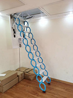 Échelle télescopique pour loft, gain de place |   Escalier de grenier rétractable en aluminium, rétractable / installation facile / certifié CE et ISO