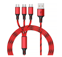Câble USB de charge rapide 3-en-1 2,8A en nylon avec âme en cuivre étamé pour mobile et ordinateur – Qualité supérieure et durabilité – Vente en gros