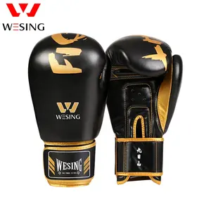 Wesing özel Logo Guantes De Boxeo özel etiket ucuz yüksek kalite Topten siyah Pro boks eldiveni
