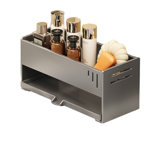 Escurridor de Cocina Plegable de Acero Inoxidable de Doble Nivel para Montar en la Pared con Soporte para Esponja y Cuchara - Product Image 1