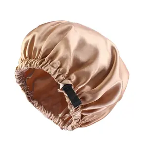 2020 नई महिलाओं साटन बोनट बाल टोपी डबल परत नींद रात टोपी अदृश्य बटन सिर को कवर के साथ बाल टोपी