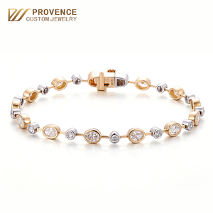 Bracelet bague en or bicolore 10k/14k/18k avec sertissage clos et diamant de laboratoire, pour filles, idéal pour les banquets quotidiens et les mariages. - Product Image 1