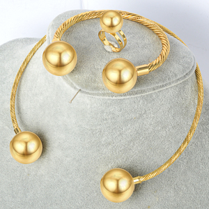 Conjuntos de Joyería de Nigeria para Mujer, Collar, Aretes, Anillo, Pulsera, Geométricos, Regalo de Compromiso, Conjunto de Joyería de <span class=keywords><strong>3</strong></span> Piezas - Product Image 1