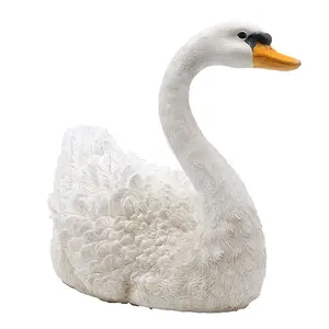 Полимерное украшение для сада, белая фигурка лебедя в натуральную величину, полимерная Декоративная скульптура в виде лебедя