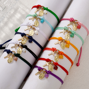 Pulsera <span class=keywords><strong>de</strong></span> cuentas con cruz <span class=keywords><strong>de</strong></span> la Virgen María, <span class=keywords><strong>piedra</strong></span> natural, estilo bohemio, joyería hecha a mano, venta al por mayor - Product Image 2