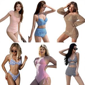 Bikini de playa integrado estampado de moda al por mayor para mujer, sexy, con aberturas, envío aleatorio - Product Image 1