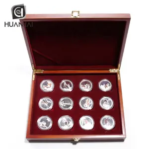 Custom Chinese Goud Zilver Plating Metalen Herdenkingsmunt Geschenkdoos