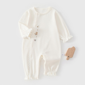 Combinaison pour bébé <span class=keywords><strong>fille</strong></span> musulmane nouveau-née, printemps-automne, pur coton respirant, antibactérien, adorable, avec fermeture à boutons, imprimé - Product Image 1