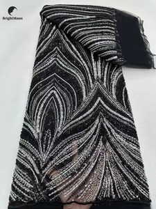 Tessuto in Pizzo Lavorato a Maglia di Alta Qualità, Ecologico, 100% Poliestere, <span class=keywords><strong>con</strong></span> <span class=keywords><strong>Perline</strong></span> Ricamate e Paillettes per Abiti - Product Image 4