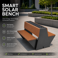 Banc de parc solaire intelligent, banc extérieur à charge solaire, banc public imperméable à l'eau alimenté par l'énergie solaire avec charge sans fil USB