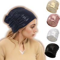 Turban unisexe en satin extensible à effet métallique, style indien, broderie machine, polyester/coton, printemps/automne