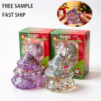 Jouet Squishy Arbre de Noël Transparent Pailleté Anti-Stress, Jouet Sensoriel à Presser pour Enfants et Cadeaux de Fête de Noël