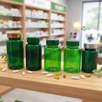 Bouteille en plastique pour animaux de compagnie de qualité alimentaire, forme ronde, pour compléments alimentaires, pilules, comprimés, produits de santé