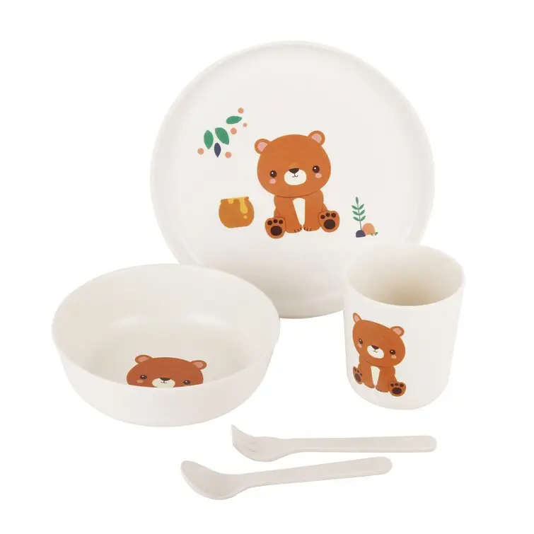 Wholesale BPA free kids melamine dinnerware sets children bamboo tableware sets