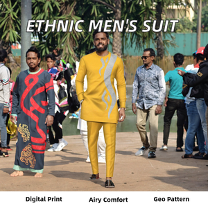 <span class=keywords><strong>M</strong></span>-4XL ชุดเดรสลำลองสำหรับผู้ชาย, ชุดเดรสกางเกงปักแขนยาวสไตล์ชนเผ่าแอฟริกันเหมาะสำหรับใส่ในชีวิตประจำวัน - Product Image 2