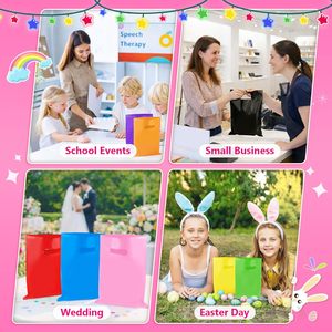 Pink Plastic <b>Gift</b> <b>Bags</b> 8x11in Die Cut Handles 50 Pcs For Party Favors Wedding Birthday Anniversary - Product Image 5