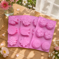 Moule en silicone 3Design pour savon artisanal, écologique, motif tulipe et tournesol, pour pâtisserie, moule DIY pour gâteau de lune, processus à froid, réutilisable