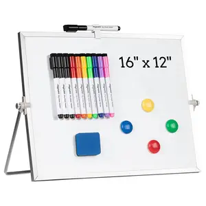 Dubbelzijdig Aluminium Omlijst Draagbare Desktop White Board Kids Magnetische Droge Wissen Opvouwbare Whiteboard Voor Home School