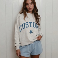 Sweat à capuche surdimensionné en coton pour femme, brodé sur mesure, col rond, tricoté, design de créateur, ensemble unisexe, personnalisation avec logo