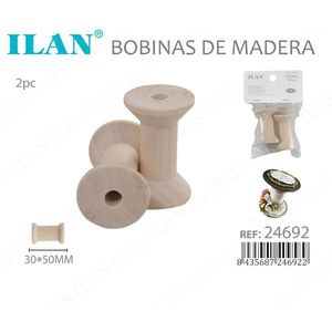 Bobine in Legno Ilan 30x50 mm, 2 Pezzi per Cucito e Artigianato - Product Image 3