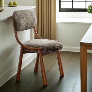 Chaise de salle à manger en bois rembourrée de style nordique vintage, design minimaliste, en bois de frêne massif, pour la maison, les petits appartements - Product Image 4