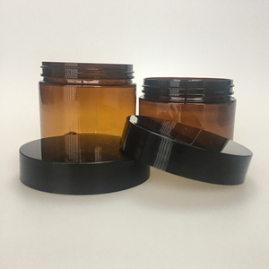 100ml 150ml 200ml 250ml 300ml Cosmetische crème haar gel voedsel scrub boter verpakking amberkleurige PET PCR plastic pot met zwarte schroefdeksel - Product Image 2