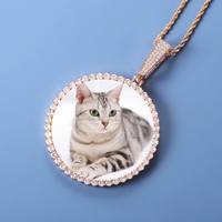 Meilleure vente unisexe à la mode XL 68mm forme géométrique Photo cadre photo pendentif plateaux rhodium laiton colliers Zircon corde chaîne