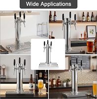 Kegerator à 3 robinets réglables avec bac de récupération de bière en acier inoxydable, tour de distribution préinstallée et pièces de kegerator pour brassage maison