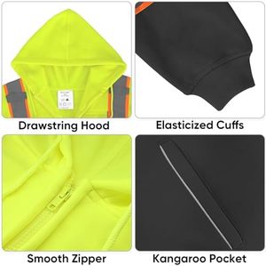 Áo khoác nỉ phản quang an toàn tiêu chuẩn ANSI 2, thiết bị bảo hộ cá nhân, áo khoác an toàn cho thời tiết lạnh - Product Image 3